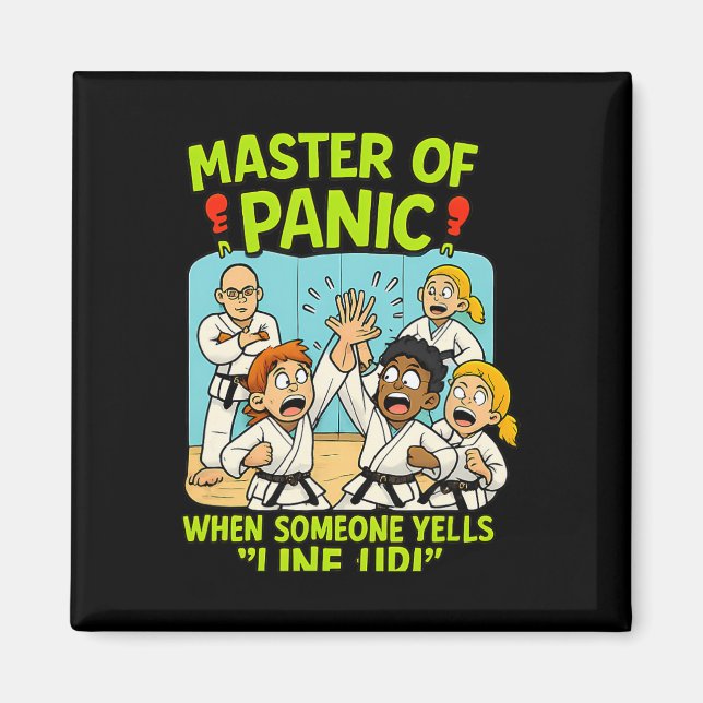Funny Martial Arts Panic Line Up Boxing Cartoon Magnet (Vorne)