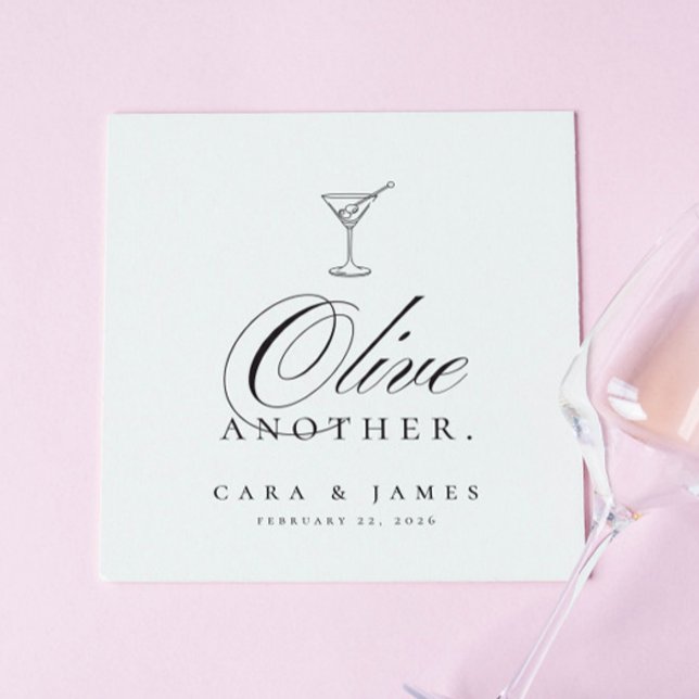 Funny Martini Olive Another Wedding Cocktail Serviette (Von Creator hochgeladen)