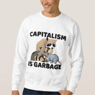 Funny Marx Raccoon Kapitalismus ist Müll gegen Cap Sweatshirt
