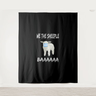 Funny mask sheep Sheeple Wearing Face Wandteppich