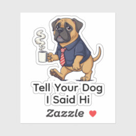 Funny Mastiff Dog Business Suit Coffee Aufkleber