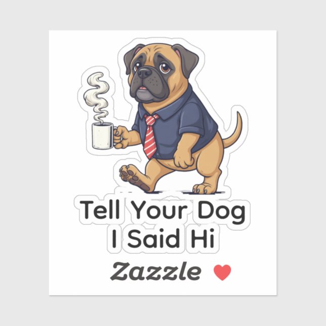 Funny Mastiff Dog Business Suit Coffee  Aufkleber (Blatt)