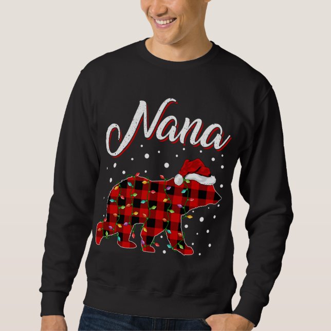 Funny Matching Buffalo Kariert Nana Bären Weihnach Sweatshirt (Vorderseite)