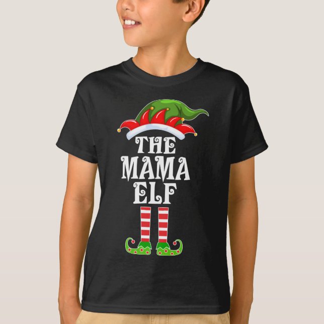 Funny Matching Family The Mama Elf Christmas Costu T-Shirt (Vorderseite)