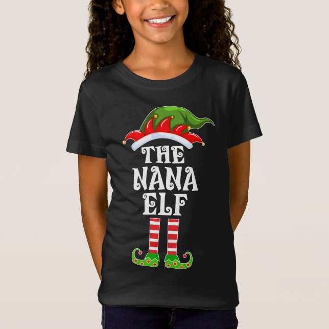 Funny Matching Family The Nana Elf Christmas Costu T-Shirt (Vorderseite)