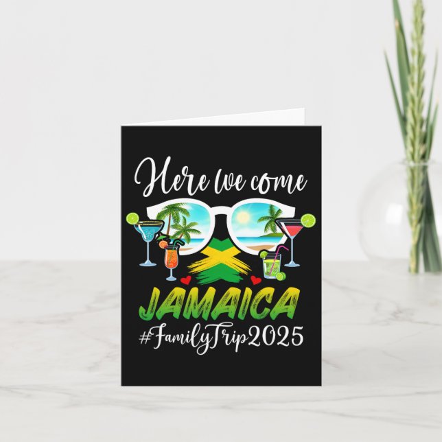 Funny Matching Family Trip Jamaica 2025 Black V-ne Karte (Vorderseite)