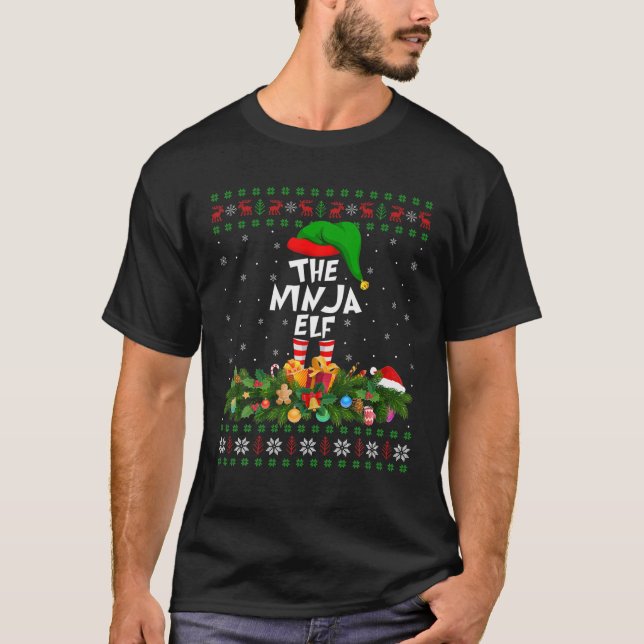 Funny Matching Family Ugly The Ninja Elf Christmas T-Shirt (Vorderseite)