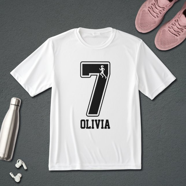 Funny Matching Number 7 Couple Running Custom Name T-Shirt (Von Creator hochgeladen)