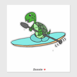 Funny Matching Sea Turtle Kayaking Cartoon Aufkleber