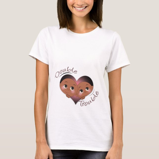 Funny Maternity - Zweierherz - Doppeltes Problem T-Shirt (Vorderseite)
