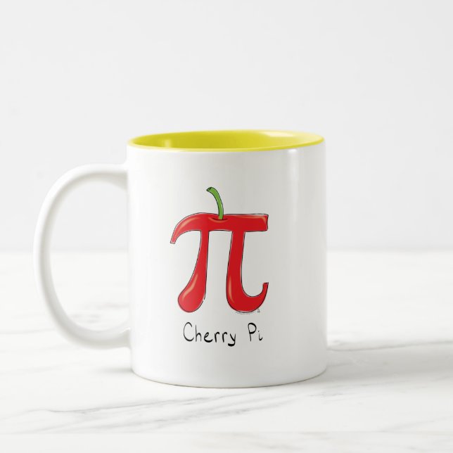 Funny Math Cherry Pi Symbol Zweifarbige Tasse (Links)