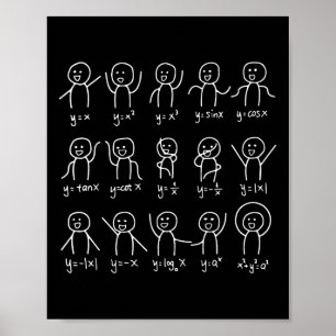 Funny Math Dances Happy Face Sketch Algebra Spaß Poster