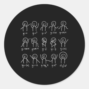 Funny Math Dances Happy Face Sketch Algebra Spaß Runder Aufkleber