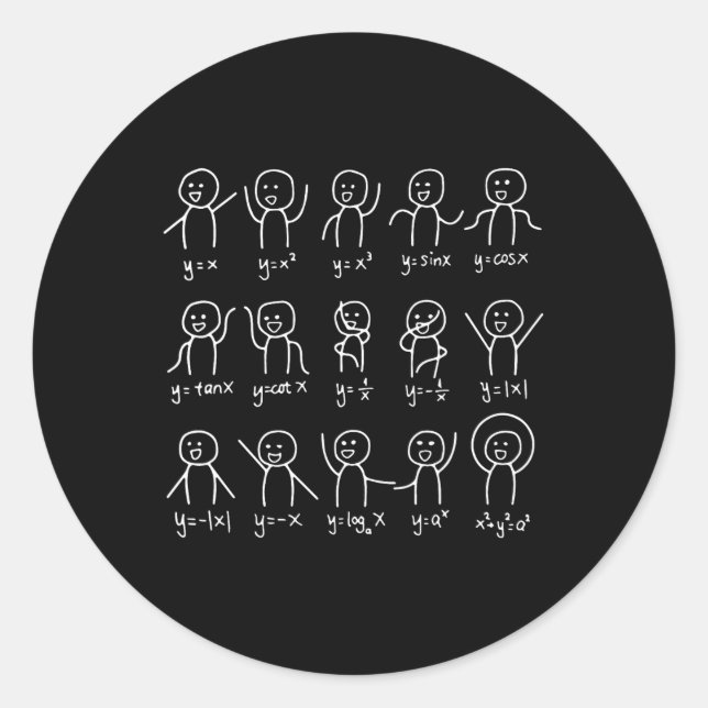 Funny Math Dances Happy Face Sketch Algebra Spaß Runder Aufkleber (Vorderseite)
