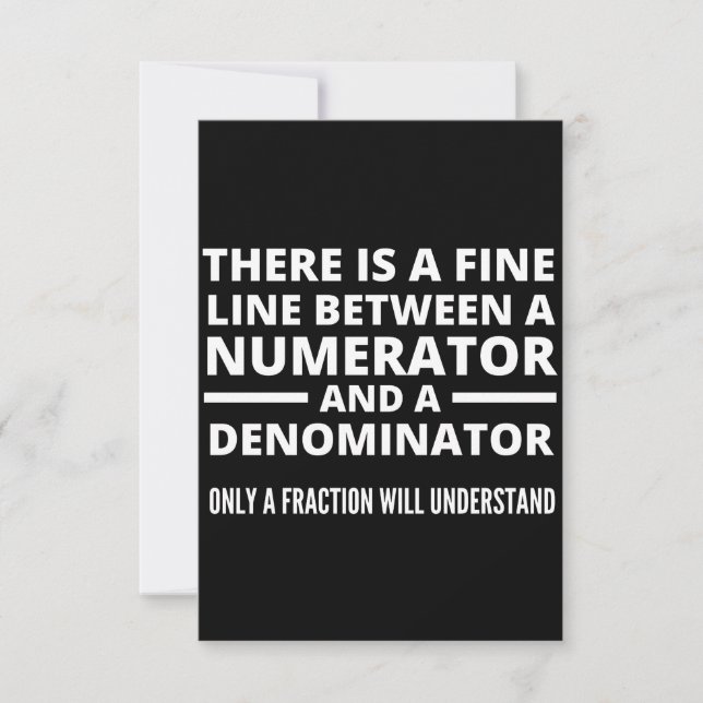 Funny Math  FINE LINE NUMERATOR DENOMINATOR Mitteilungskarte (Vorderseite)