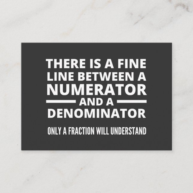 Funny Math FINE LINE NUMERATOR DENOMINATOR Visitenkarte (Vorderseite)
