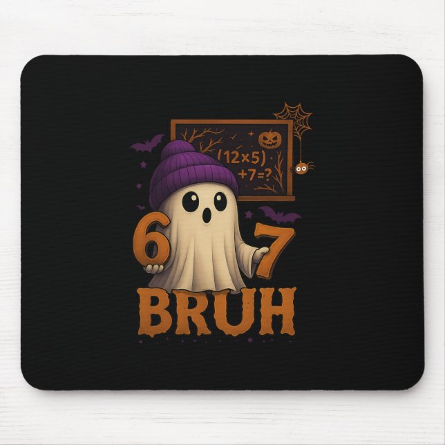 Funny Math Ghost 67 Bruh Halloween Meme Teacher Eq Mousepad (Vorne)