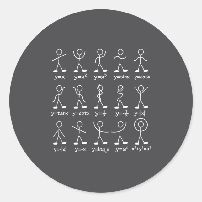 Funny Math Graph Stick Figures Algebra Calculus Hu Runder Aufkleber (Vorderseite)
