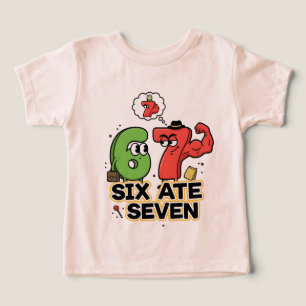 Funny Math Joke "Six Ate Seven" Cartoon Design