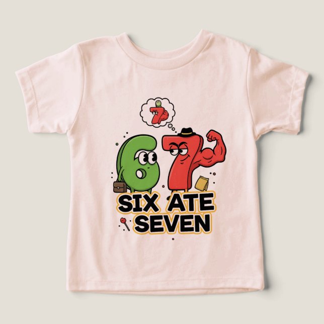 Funny Math Joke "Six Ate Seven" Cartoon Design (Design Vorderseite)