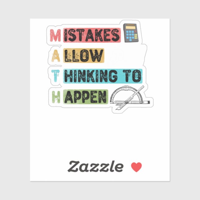 Funny Math. Mistakes Allow Thinking To Happen Aufkleber (Blatt)