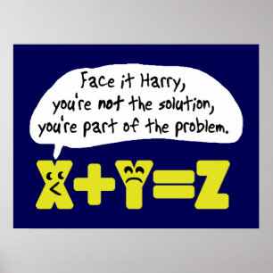 Funny Math Problem Blue Poster