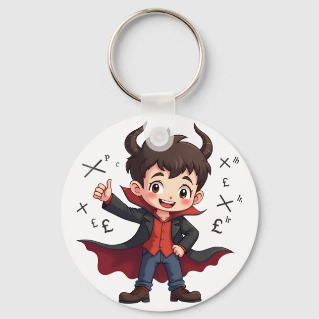 Funny Math Teacher Cartoon - Devilish Educator Schlüsselanhänger (Vorderseite)