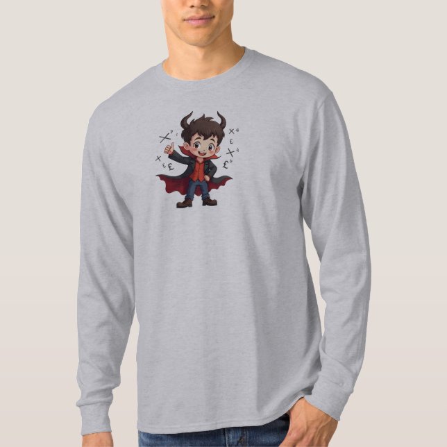 Funny Math Teacher Cartoon - Devilish Educator T-Shirt (Vorderseite)