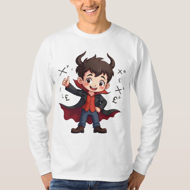 Funny Math Teacher Cartoon - Devilish Educator T-Shirt (Vorderseite)