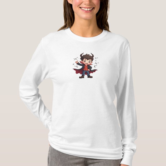 Funny Math Teacher Cartoon - Devilish Educator T-Shirt (Vorderseite)