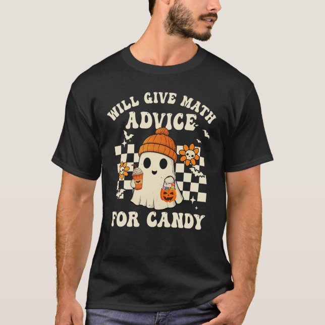 Funny Math Teacher Halloween Ghost Kostüm Math Lo T-Shirt (Vorderseite)