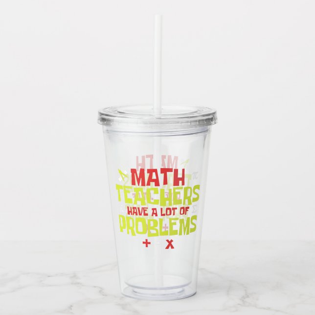 Funny Math Teacher | Math Joke Acryltrinkbecher (Vorderseite)