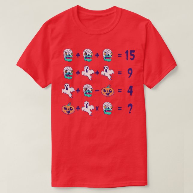 Funny Math Teacher Operations Frage Halloween C T-Shirt (Design vorne)