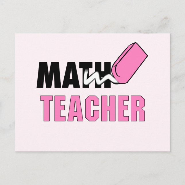 Funny Math Teacher Pink Eraser Postkarte (Vorderseite)