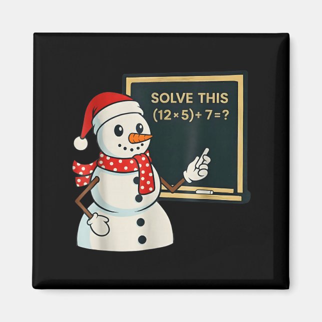 Funny Math Teacher Snowman Christmas Puzzle Winter Magnet (Vorne)