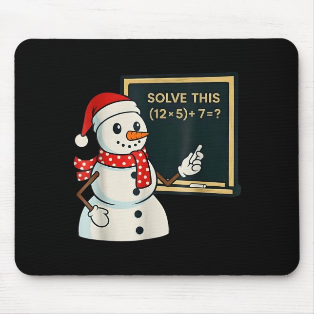 Funny Math Teacher Snowman Christmas Puzzle Winter Mousepad (Vorne)