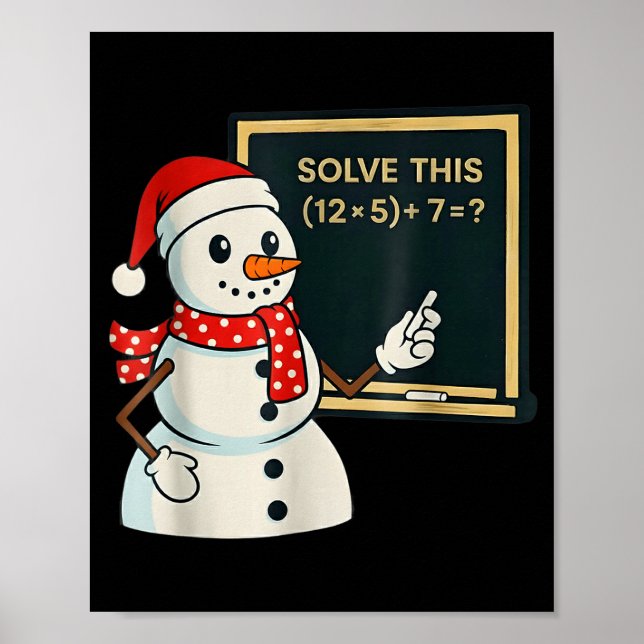 Funny Math Teacher Snowman Christmas Puzzle Winter Poster (Vorne)