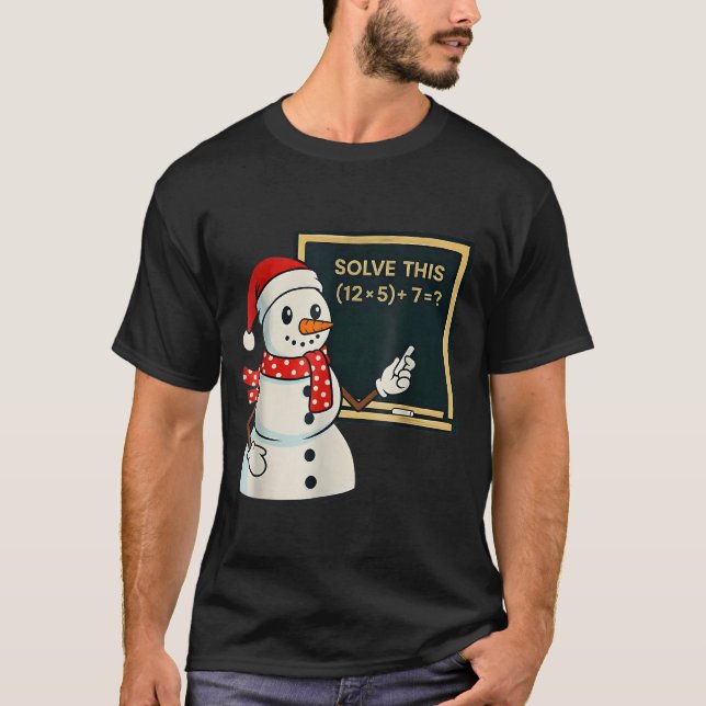Funny Math Teacher Snowman Christmas Puzzle Winter T-Shirt (Vorderseite)
