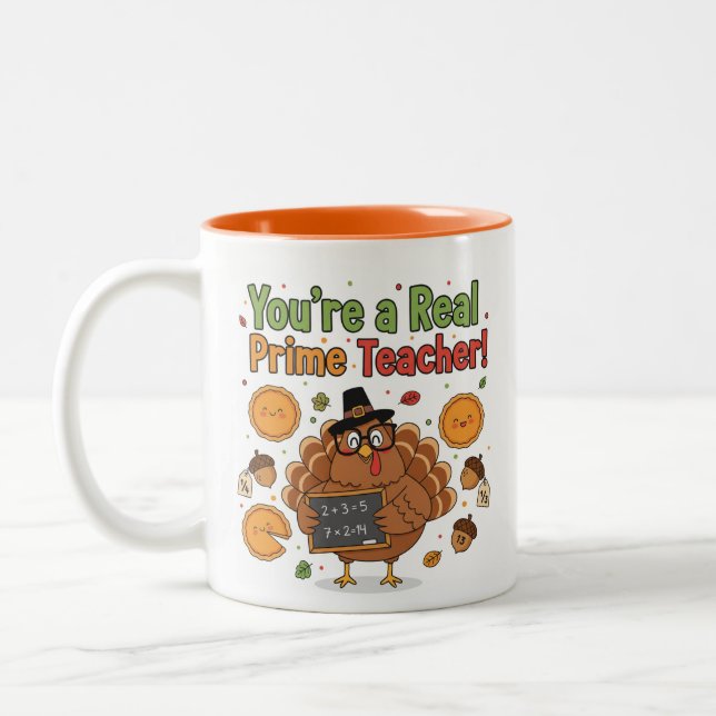Funny Math Teacher Thanksgiving Mug – Turkey Zweifarbige Tasse (Links)