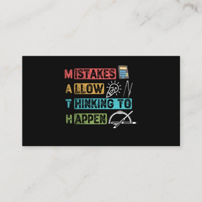 Funny Mathe. Fehler erlauben es zu denken Visitenkarte (Vorderseite)
