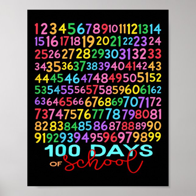 Funny Mathe Numbers 100. Schullehrer Kind Poster (Vorne)