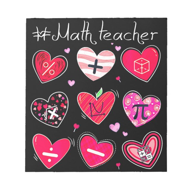 Funny Mathe Teacher Valentine's Day Pi Math Lover Notizblock (Vorderseite)