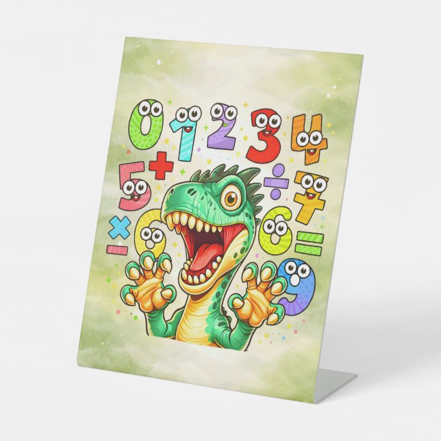 Funny Maths Dinosaur Numbers Desk Art for Kids Sockelschild (Vorderseite)