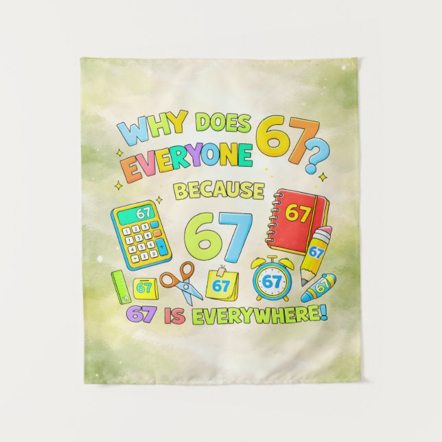 Funny Maths Number 67 Joke Poster for Kids Wandteppich (Vorderseite)