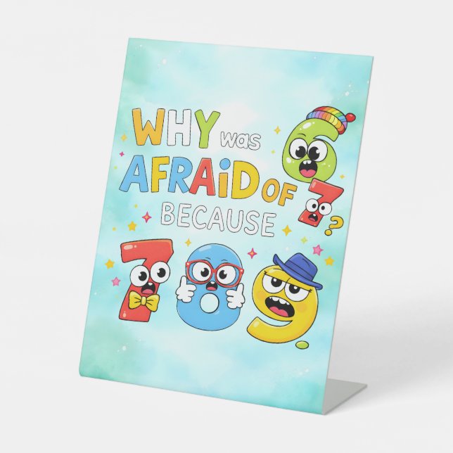 Funny Maths Numbers Joke Desk Art for Kids Sockelschild (Vorderseite)