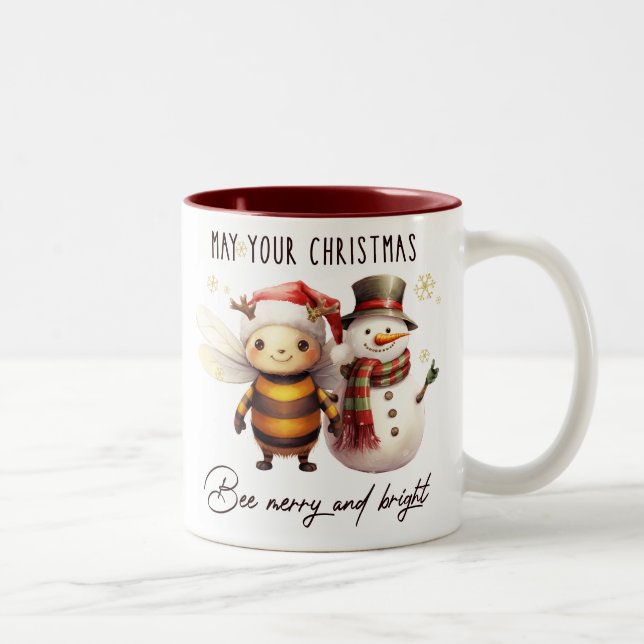Funny May Ihre Weihnachtsbiene fröhlich und hell Zweifarbige Tasse (Rechts)