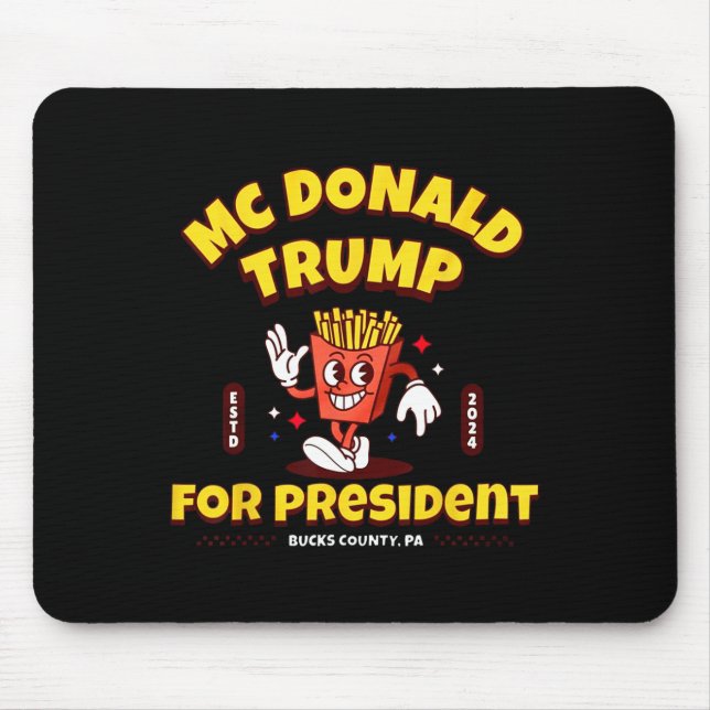 Funny McDonald Trump für Präsident 2024 Französisc Mousepad (Vorne)