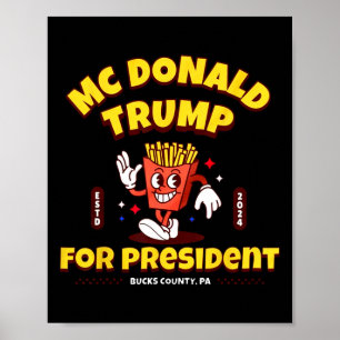 Funny McDonald Trump für Präsident 2024 Französisc Poster