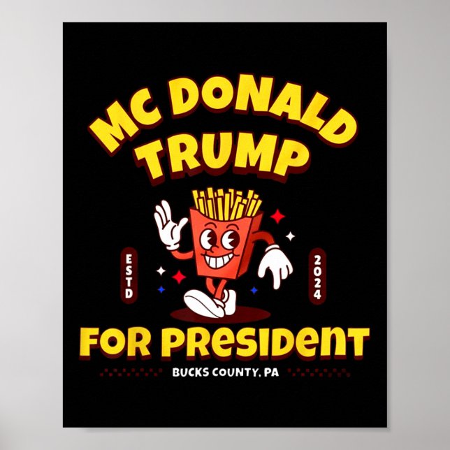 Funny McDonald Trump für Präsident 2024 Französisc Poster (Vorne)