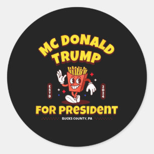 Funny McDonald Trump für Präsident 2024 Französisc Runder Aufkleber